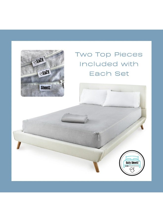 EaZy SheetZ™: Fitted Sheets That Won't Pop Off, Zipper Sheets, Stay On Sheet, Fitted Sheets, Fitted Zipper Sheet, Zip On Sheets - Gray (Cotton), RV Bunk 32X74 (3-4 inches Depth) - Image 3